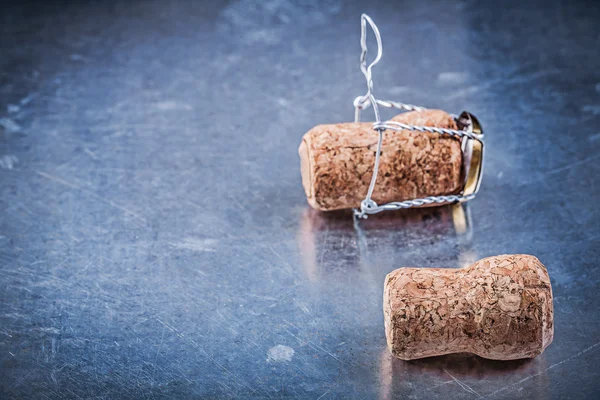 Champagne corks with twisted wires Stock Photo