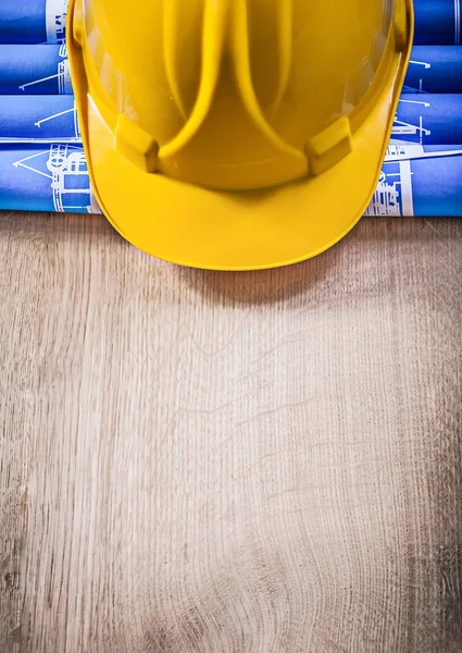 Desenhos de engenharia azul e chapéu duro — Fotografia de Stock