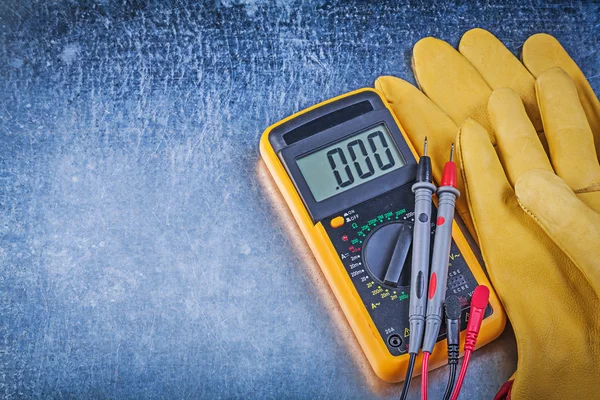 Digital electrical tester and protective gloves