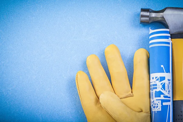 Set claw hammer en beschermende handschoenen — Stockfoto