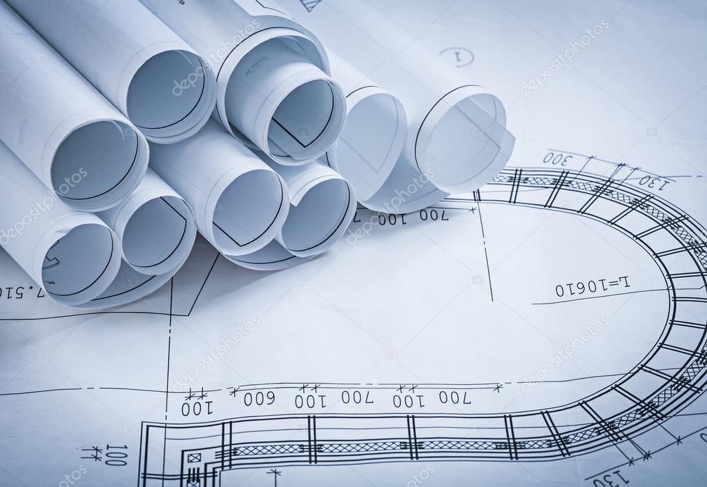 Pile of construction blueprints building u2014 Stock Pile of construction blueprints building u2014 Stock
