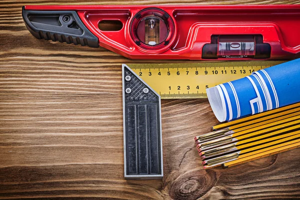 Blueprint wooden meter — Stock Photo, Image