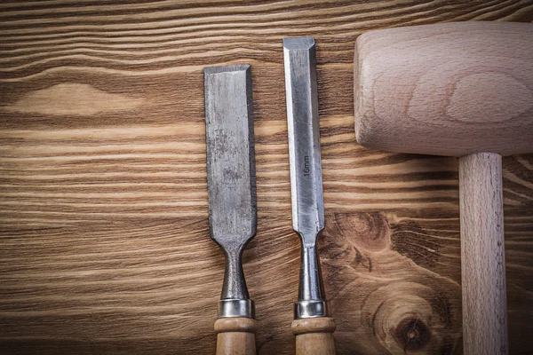Wooden hammer firmer chisels — Stock Photo, Image