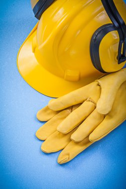 Gürültü azaltma kulak muffs Emanet eldiven zor şapka mavi backgro