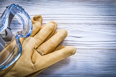 Ahşap çok amaçlı koruyucu gözlük güvenlik deri eldiven