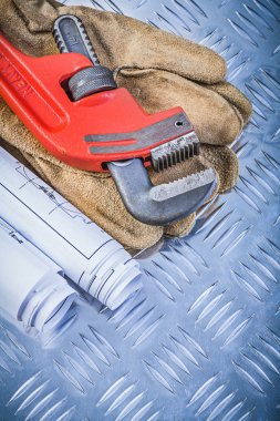 Boru anahtarı inşaat planları chan deri koruyucu eldiven