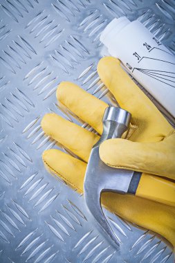 G inşaat çizimleri pençe çekiç deri koruyucu eldiven