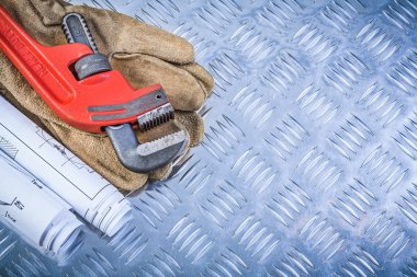 Boru anahtarı planları deri koruyucu eldiven bana kanalize