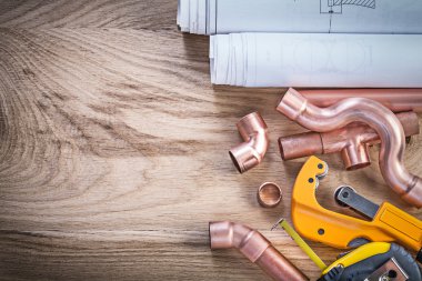 Teyp su boru kesici bağlayıcı ölçme inşaat çizimleri