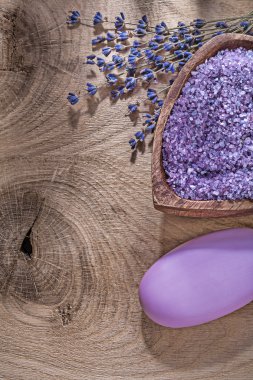 Ahşap tahta sp sabun deniz tuzu kokulu lavanta bar ile Kase