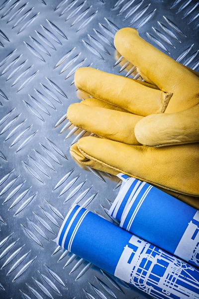 Blue engineering  leather safety gloves — Stock Photo, Image