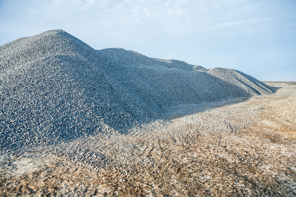 Big pile of gray gravel