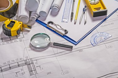 planı üzerinde bazı mimar Araçlar