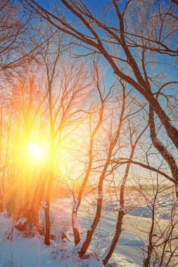 Günbatımı küçük ayaz Nehri üzerinde