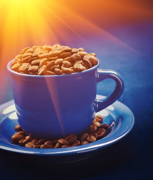 Feijões de café na xícara — Fotografia de Stock