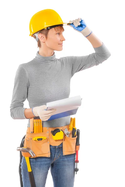 Mulher vestindo roupas de trabalho — Fotografia de Stock