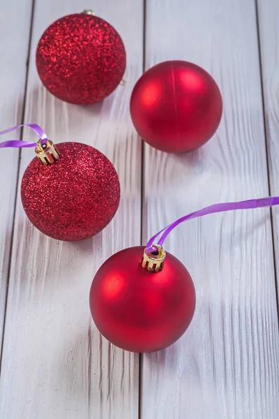 Composition of red christmas baubles — Stock Photo, Image