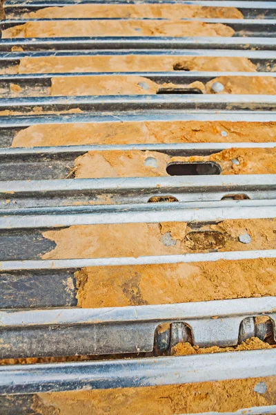 Close up tracks of exkavator — Stock Photo, Image