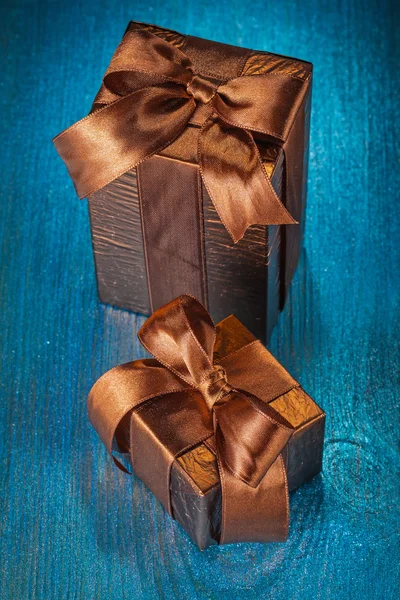 Two brown gift boxes — Stock Photo, Image