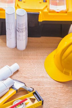 Planları seviye çekiç kalem kask