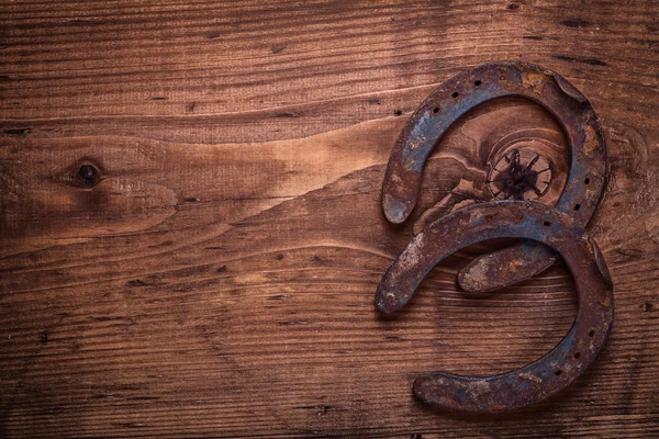 Two  vintage rusted horseshoes — Stock Photo, Image