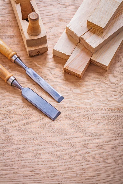 Wooden planks chisels — Stock Photo, Image