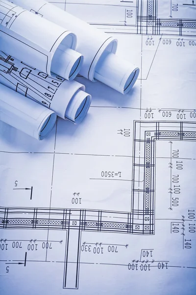 Rolls of blueprints with copyspace — Stock Photo, Image