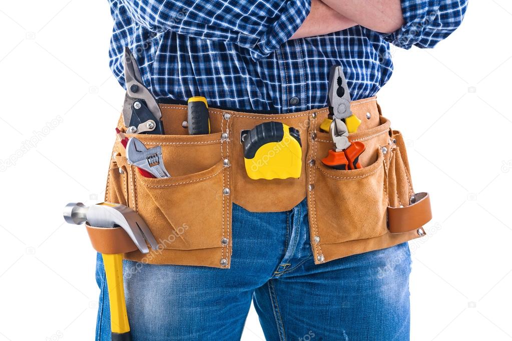 Carpenter and toolbelt with tools