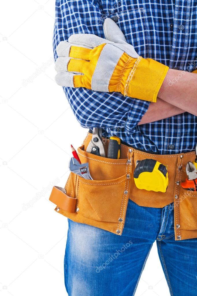 Construction worker with crossed arms
