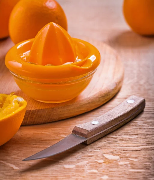 Juicer, oranges and  knife — Stock Photo, Image