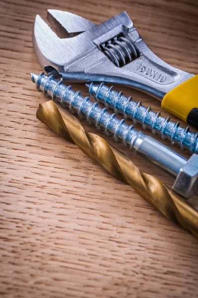 Adjustable wrench On Wooden Board — Stock Photo, Image