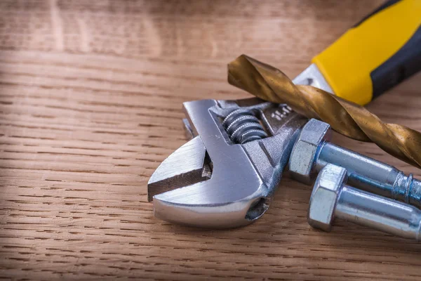 Adjustable wrench On Wooden Board — Stock Photo, Image