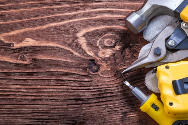 Claw hammer beschermende handschoen tape-lijn — Stockfoto