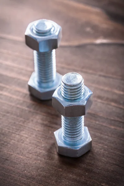 Stainless threaded bolts and screw nuts — Stock Photo, Image