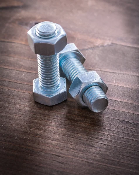 Metal stainless bolts and screw nuts — Stock Photo, Image