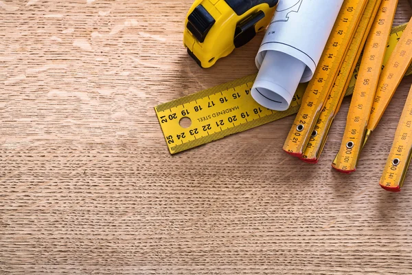 Blueprint and instruments of measurement — Stock Photo, Image