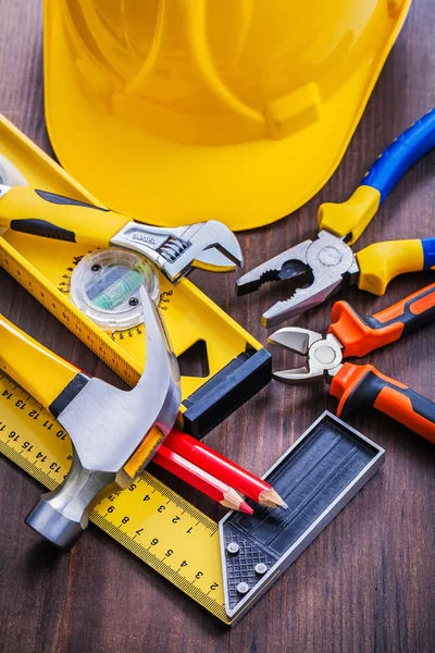 Set of tools on wooden board — Stock Photo, Image