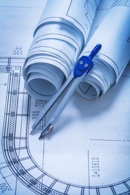 Planları ve çizim pusula rulo