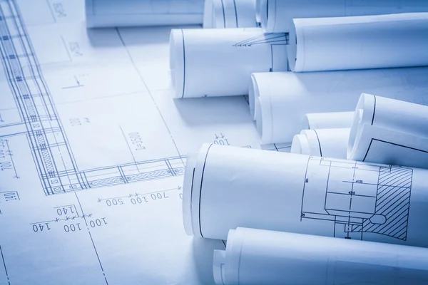 Primer plano de los planos de construcción de arquitectura — Foto de Stock