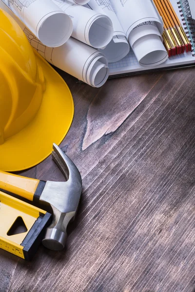 Raccolta di strumenti di lavoro edili — Foto Stock