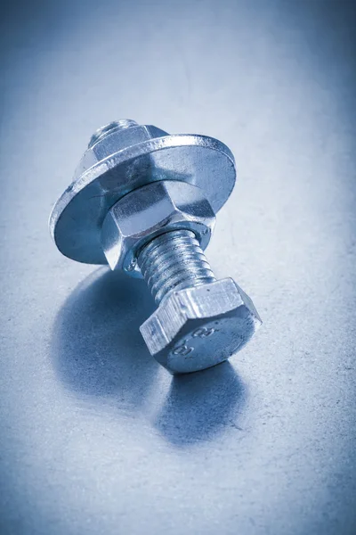 Metal screwbolt with bolt washer and nuts — Stock Photo, Image