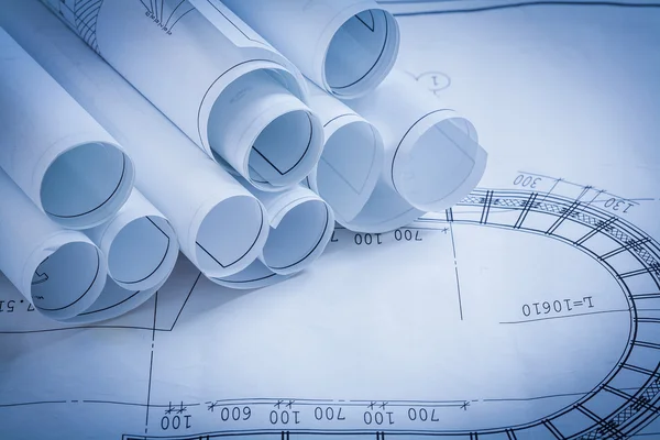 Pile of construction drawings — Stock Photo, Image