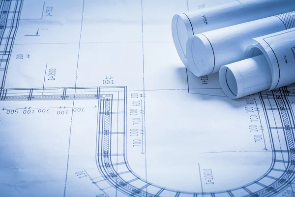 Rolled up blueprint rolls — Stock Photo, Image