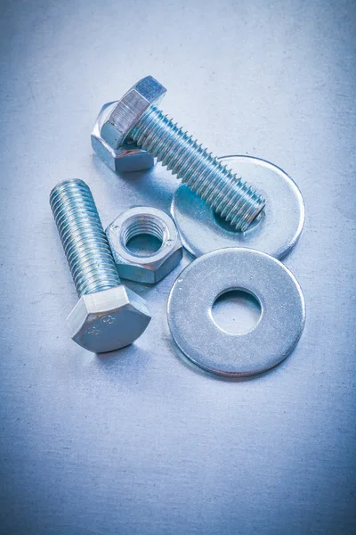 A csavar alátéttel és anyával rozsdamentes screwbolts — Stock Fotó