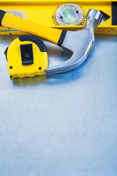 Construction tools on metallic background — Stock Photo, Image