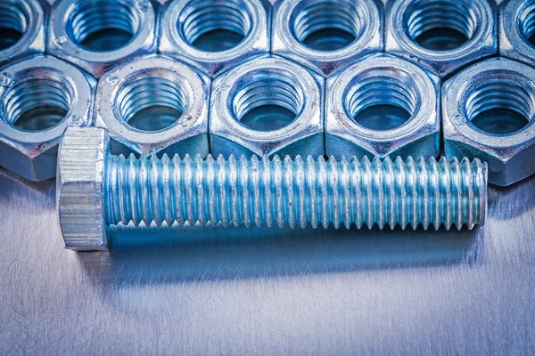 Stainless construction nuts and bolt detail — Stock Photo, Image