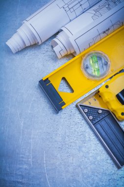 inşaat planları ve düzey şerit metre