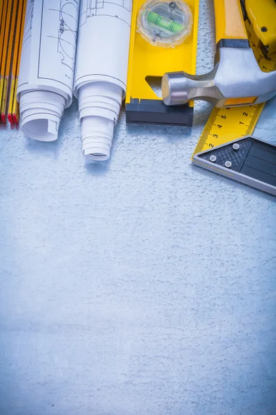 Construcción de herramientas de trabajo sobre fondo metálico — Foto de Stock