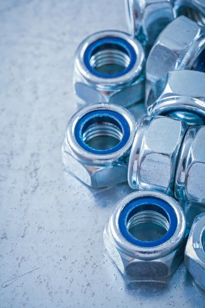 Collection of steel screw nuts — Stockfoto