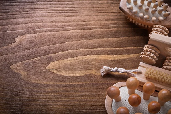 Wooden sauna massagers and nailbrush — Zdjęcie stockowe